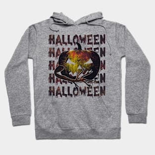 Halloween vintage grungy spooky carved pumpkin. Hoodie